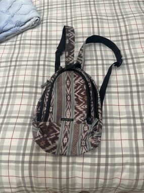 Billabong Brown and Light Blue Striped Tribal Tote